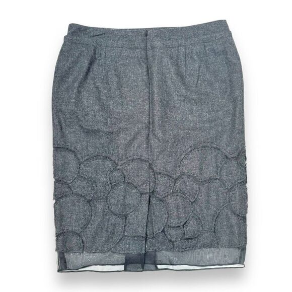 Lavender Label Vera Wang Grey Wool Silk Floral and Mesh Detail Pencil Skirt Sz 4 - Picture 5 of 11